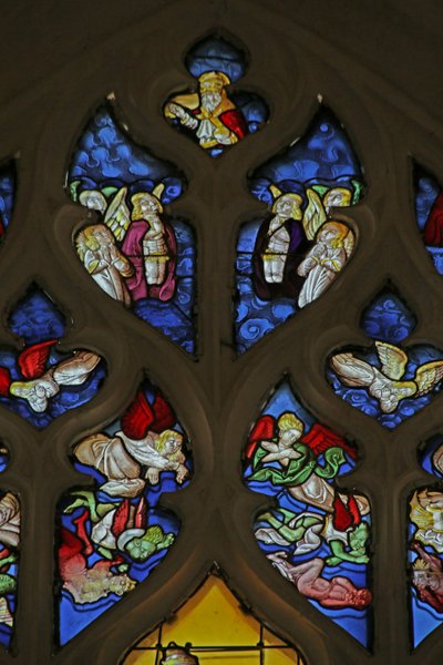 Window depicting God, Angels and Fallen Angels by French School
